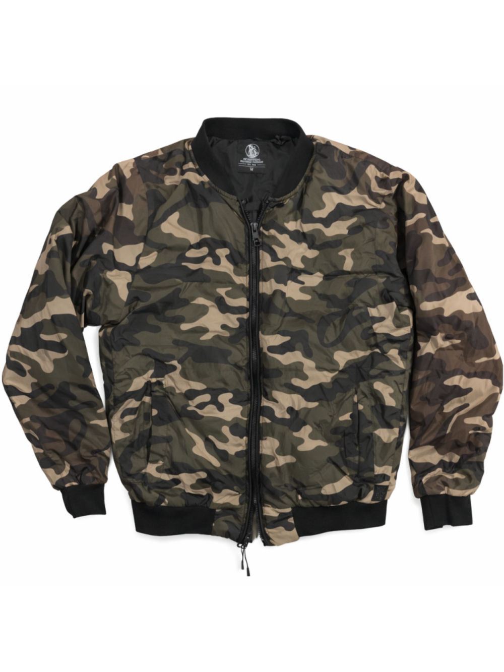 The Designdeal Camo Bomber Jacket Medium Full Zip Camouflage Streetwear Light